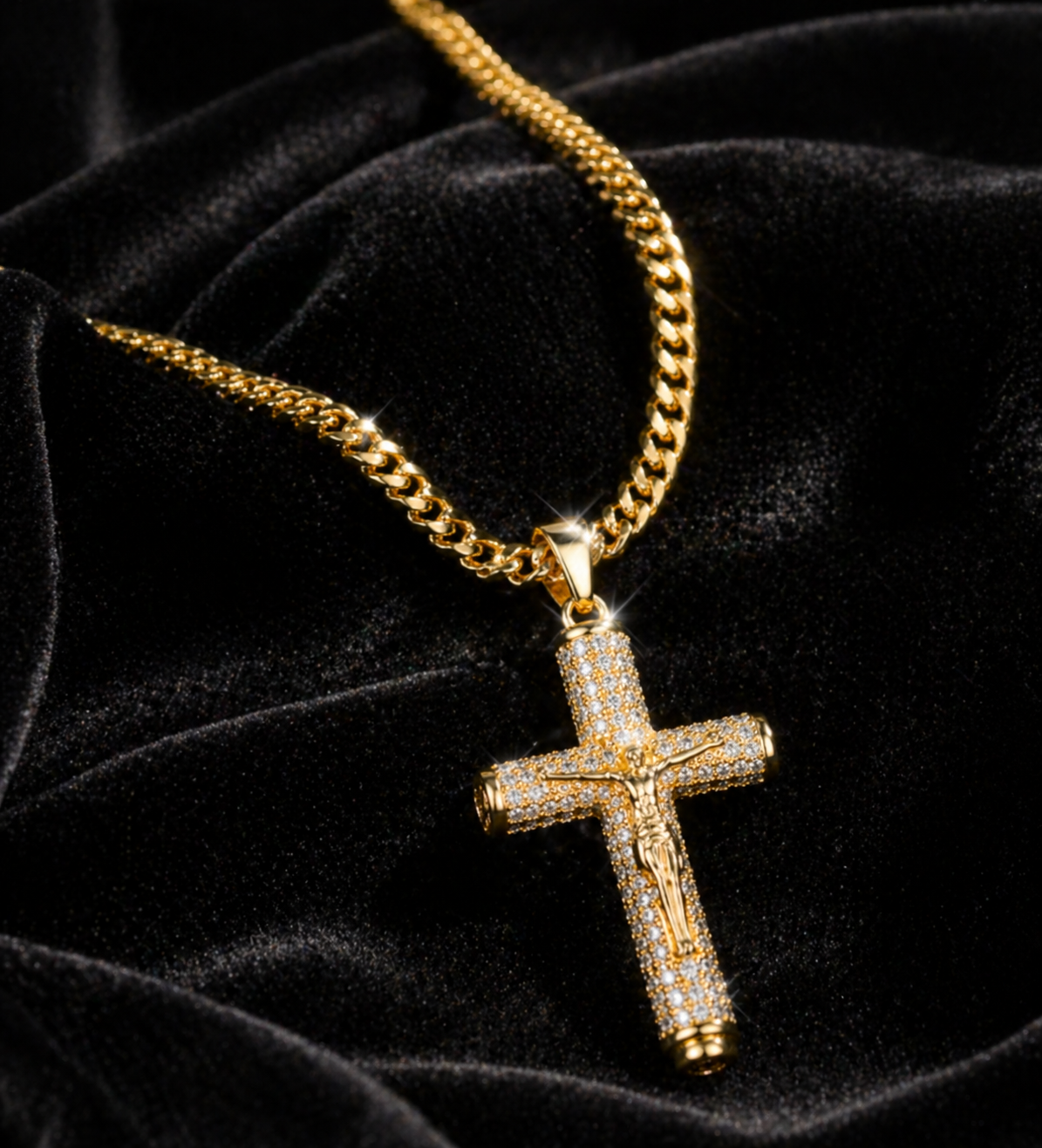 Cross with Jesus Christ Crucifix Necklace,Faith-Inspired Shine-HS