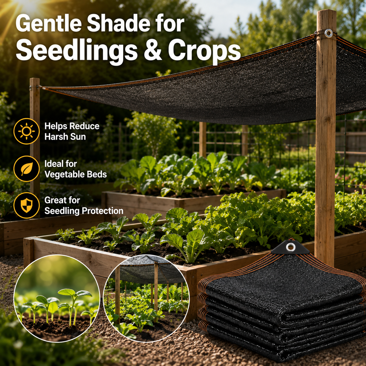 🌞90% Shade Cloth – UV-Resistant Outdoor Sunshade Net⛺-LUN