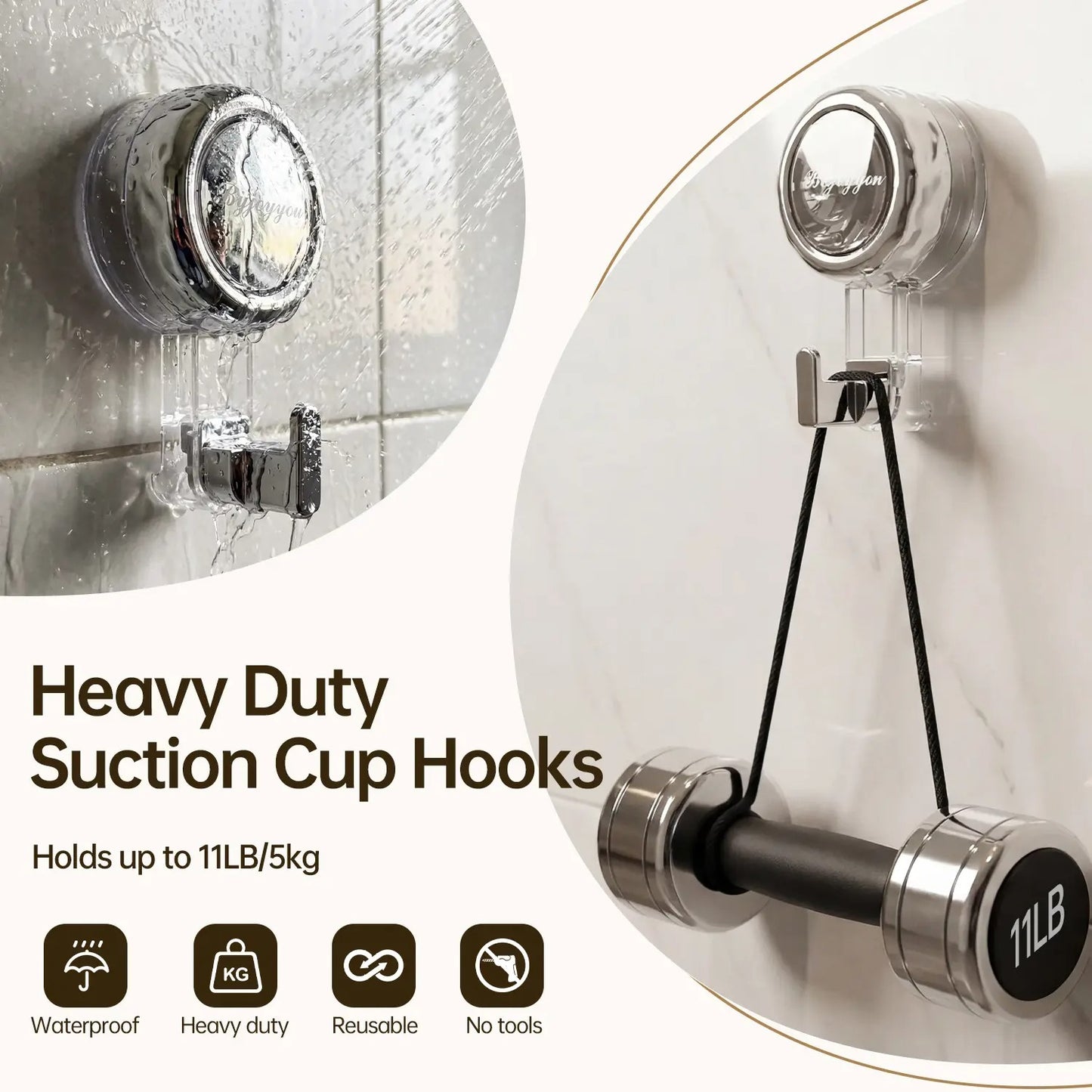 🔥2026 No-Drill Removable Suction Cup Hooks, Strong Stick-On Wall Hangers for Bathroom Shower, Glass Door, Mirror, Window & Tile, Ideal for Towels, Robes Storage and Holiday Festival Decorations-ZO