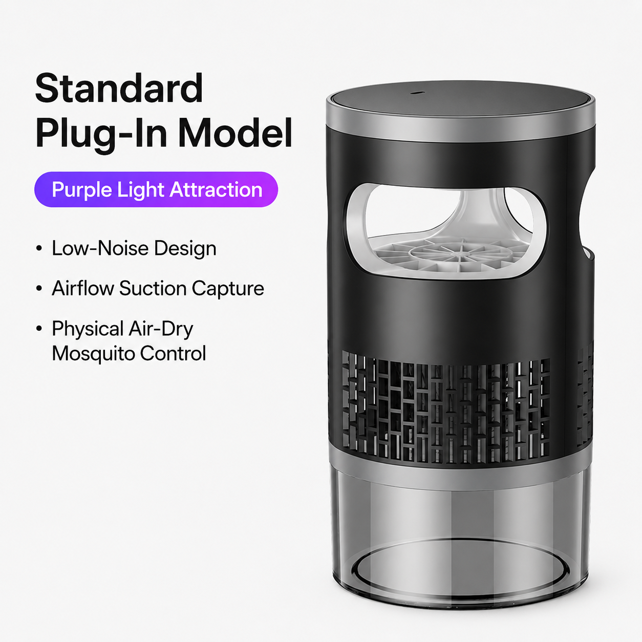 2026 Upgraded Indoor Plug-In Bug Zapper with UV Light & Suction Fan – Quiet Flying Insect Trap for Mosquitoes, Flies, Gnats, Kitchen, Bedroom & Indoor Plants-HS