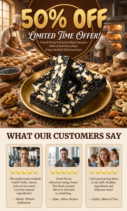 Mulberry Rehmannia & Black Goji Sesame Cake – Soft Herbal Nut Snack, Low Sugar Energy Bar-HS