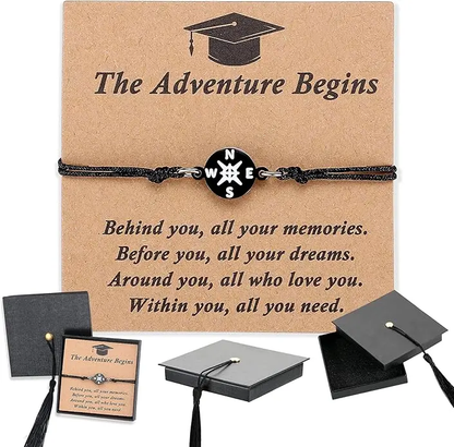 Graduation Gifts for Her Him Class of 2026, Stainless Steel Compass Charm Bracelet with Cap-shape Box, Commemorative Keepsake Jewelry,Senior High School & College Grad Gift Ideas-HS