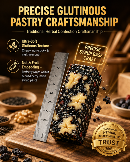 Mulberry Rehmannia & Black Goji Sesame Cake – Soft Herbal Nut Snack, Low Sugar Energy Bar-HS