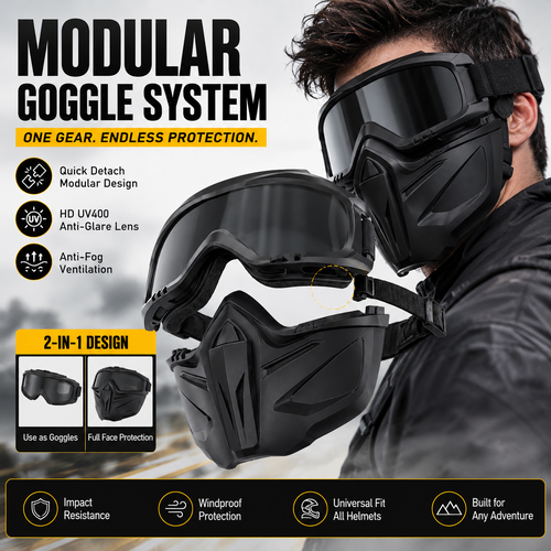 🔥A full face goggles equipped with anti fog high-definition lenses, detachable and adjustable with comfortable sponge pads, suitable for various situations-ZO
