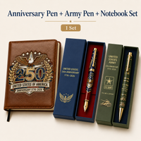 Complete 3-Piece Patriotic Gift Set -🎁 Two Commemorative Pens + Anniversary Notebook