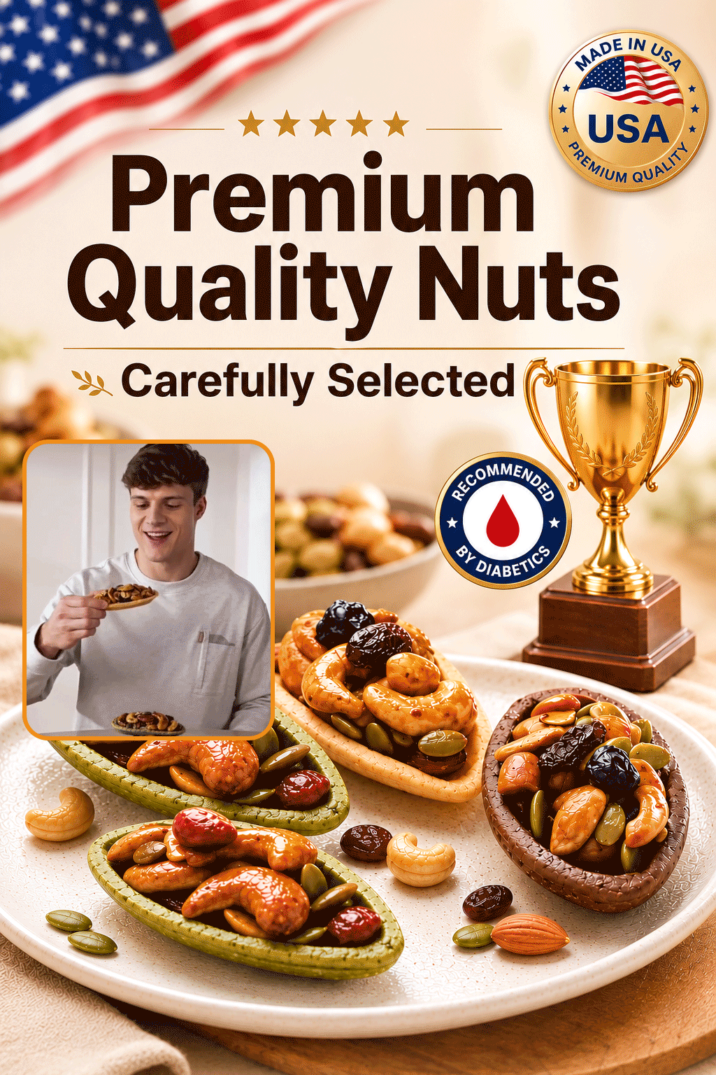 🍪Premium Crispy Almond Cashew Cookies – Roasted Nut Snack with Cocoa, Matcha & Original Flavors