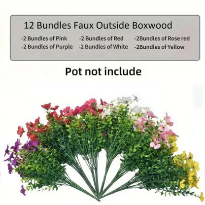 🔥Mother's Day Gift 6-Color Artificial Flower Set 6/12pcs UV Resistant Colorful Fake Bouquet for Home Garden Party Wedding Decor -HS