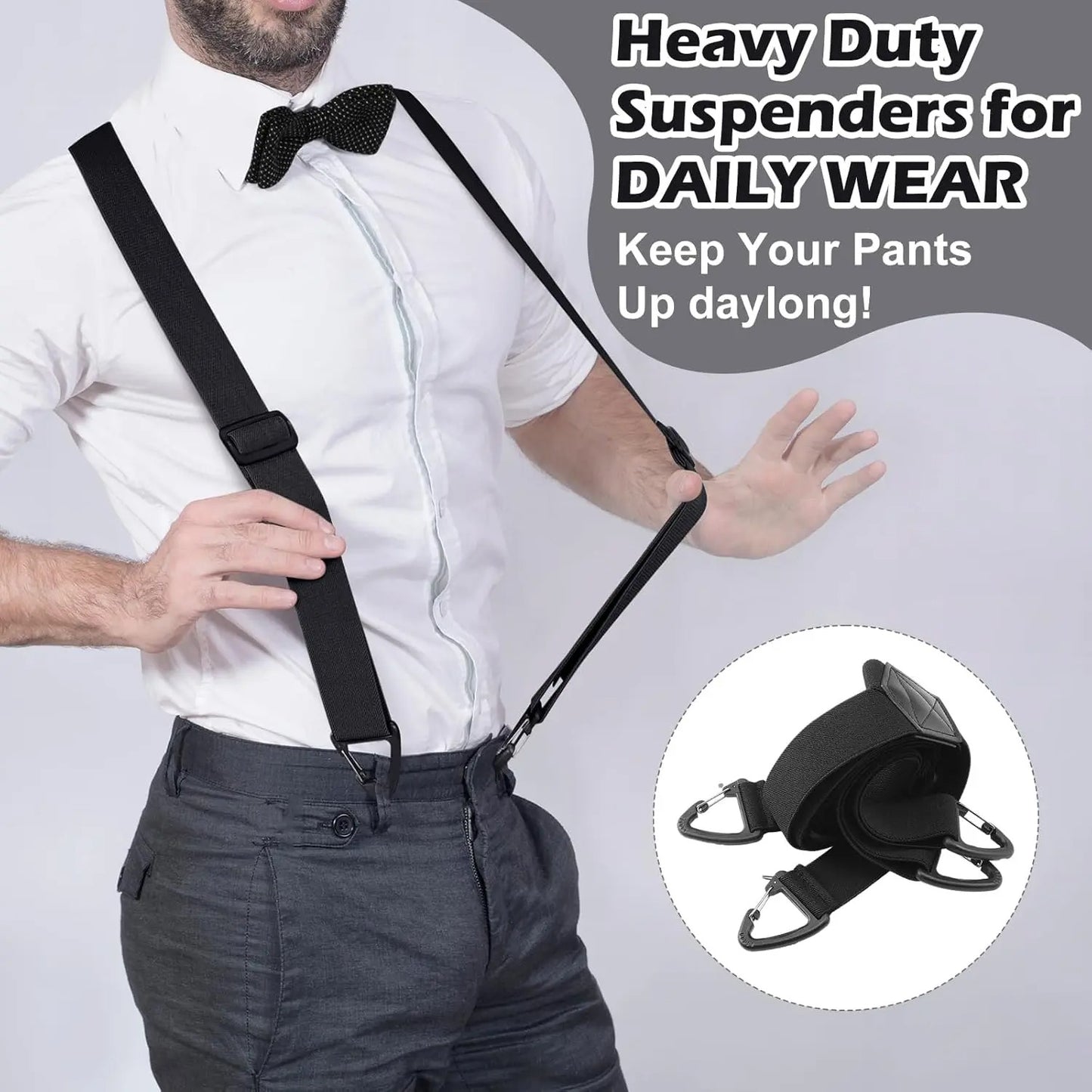 💪Hidden Suspenders for Men Under Clothing X Back Heavy Duty 1.5 Inch Elastic Straps with Belt Loop Hooks Airport Friendly-ZO