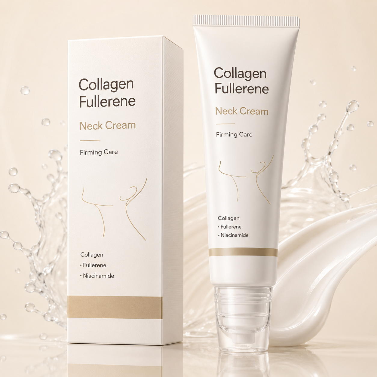 Collagen Fullerene Neck Cream – Firming & Hydrating Neck Care with Niacinamide for Smoother-Looking Skin