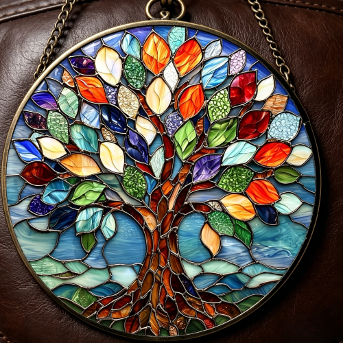 Tree of Life Stained Glass Suncatcher - Colorful Window Hanging Ornament, Handcrafted Home Decor & Unique Spiritual Gift for All Occasions-HS