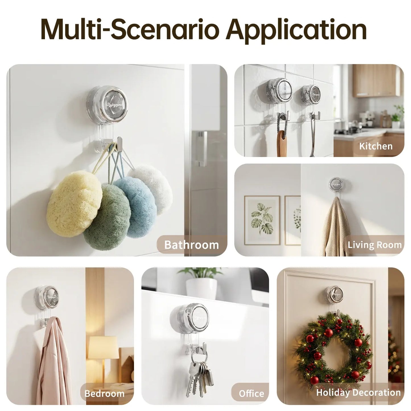 🔥2026 No-Drill Removable Suction Cup Hooks, Strong Stick-On Wall Hangers for Bathroom Shower, Glass Door, Mirror, Window & Tile, Ideal for Towels, Robes Storage and Holiday Festival Decorations-ZO