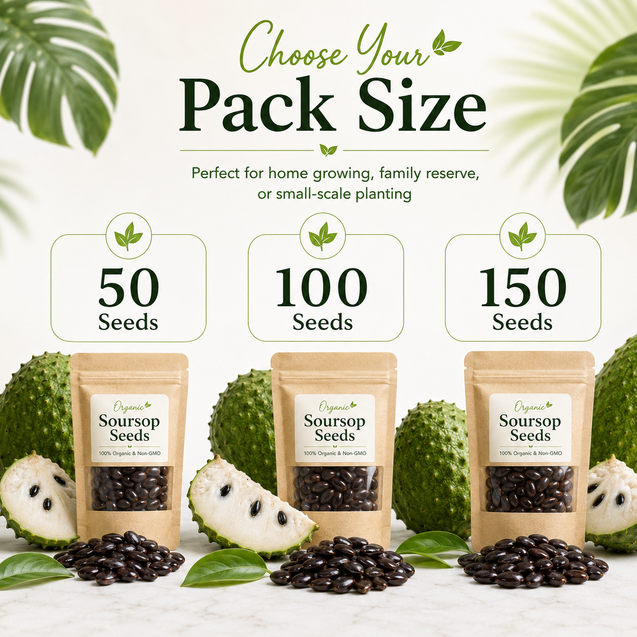 Organic Soursop (Graviola) Seeds – Non-GMO Heirloom Tropical Fruit Seeds-HS