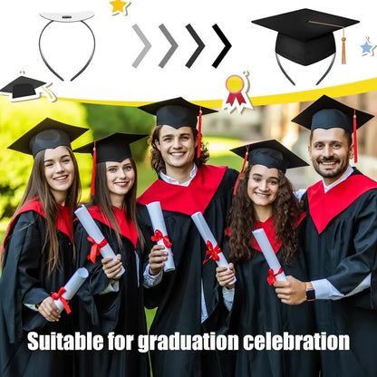 🎓Graduation Cap Headband, Firm Anti-fall Hair Band Curly Hair for Graduation Cap, Graduation Gifts Hat Accessories for Graduates, Students, Women-ZO
