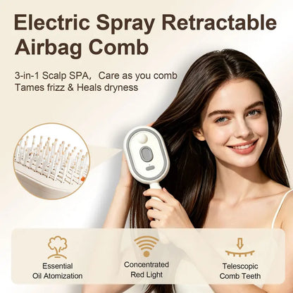 🪮✨Electric Spray Air Cushion Massage Comb | Self-Cleaning Anti-Tangle | Essential Oil Mist Hair Care Comb | Anti-Static Volumizing Aromatherapy Comb /A set to solve your hair problems-ZO