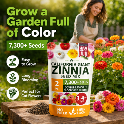 🌈🌻California Giant Zinnia Mix 🌸-🎨 Stunning Blend of 6 Vibrant Colors-HS
