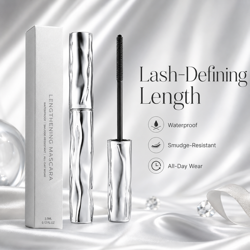 Lengthening Mascara – Waterproof Slim Brush Mascara for Longer-Looking, Defined & Smudge-Resistant Lashes