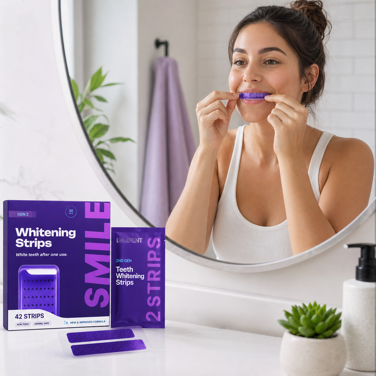 💜Purple Whitening Strips🦷，Instant Bright White Teeth✨，Remove Yellow Stains Fast-LUN