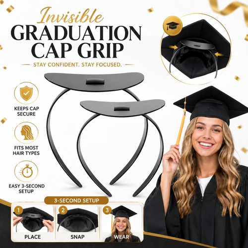🎓Graduation Cap Headband, Firm Anti-fall Hair Band Curly Hair for Graduation Cap, Graduation Gifts Hat Accessories for Graduates, Students, Women-ZO