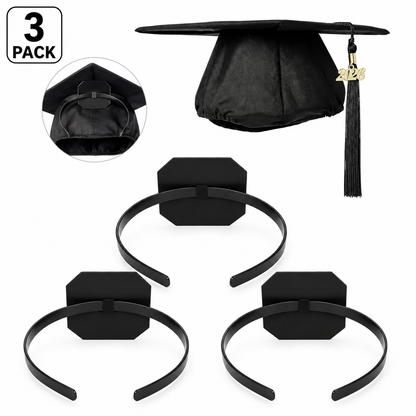 🎓Graduation Cap Headband, Firm Anti-fall Hair Band Curly Hair for Graduation Cap, Graduation Gifts Hat Accessories for Graduates, Students, Women-ZO