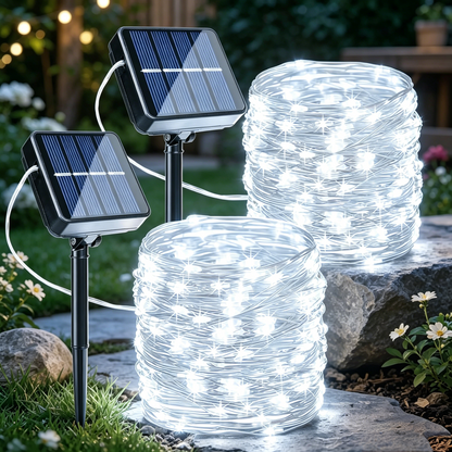 💡Solar light string, automatic charging during the day, foldable and easy to store, 8 Modes for Garden, Yard, Patio, Fence, Tree & Party Decor summervibes-ZO
