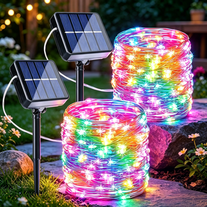 💡Solar light string, automatic charging during the day, foldable and easy to store, 8 Modes for Garden, Yard, Patio, Fence, Tree & Party Decor summervibes-ZO
