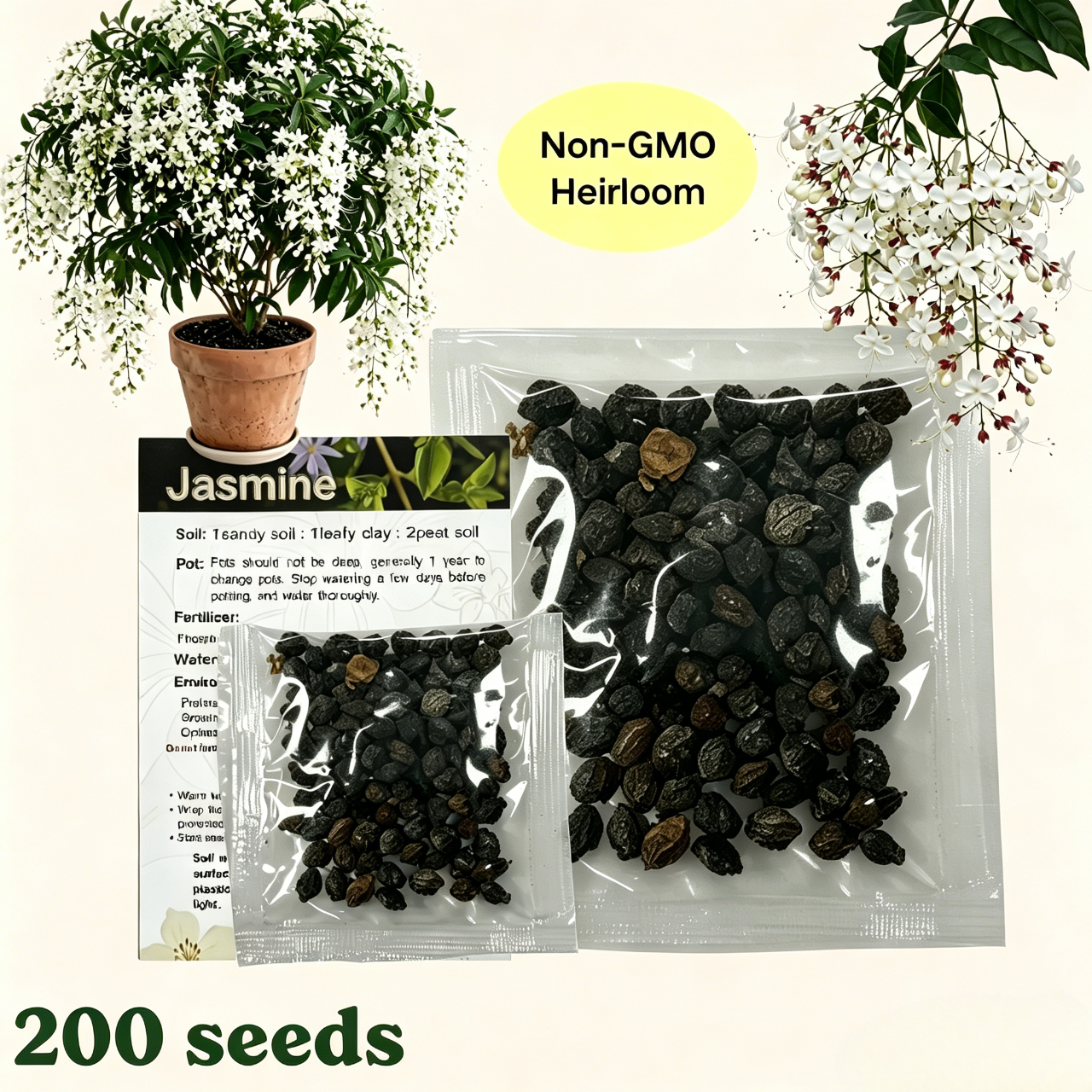 🌱 Trailing Jasmine Seeds High Germination Rate Nodding Clerodendron Easy to Grow Long Lasting Aroma for Home Garden Fragrant Blooms Rare Cascading Jasmine Perfect for Balconies & Indoor Pots-ZO