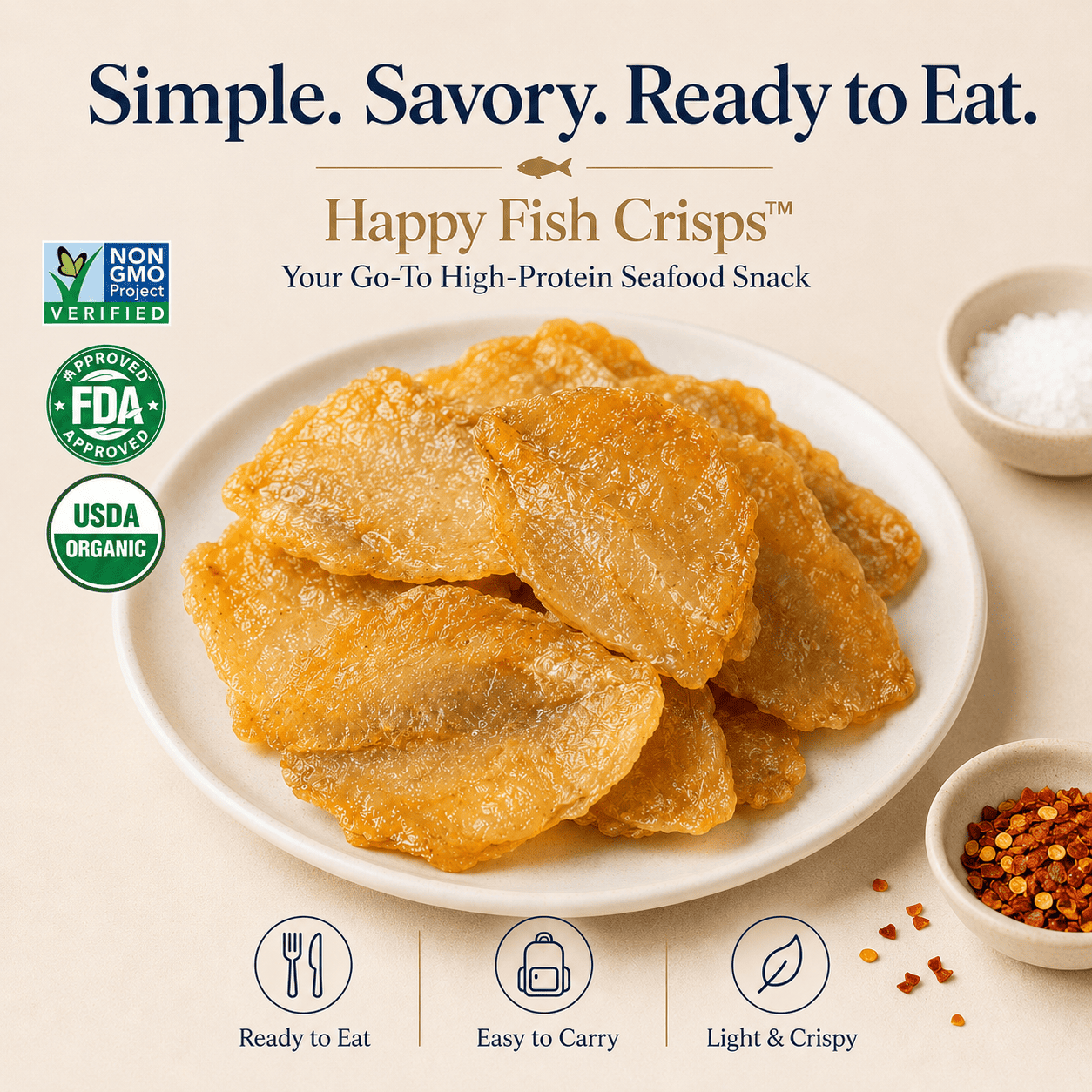 Happy Fish Crisps™ – A Light, Crispy & High-Protein Seafood Snack Made for Every Craving-HS