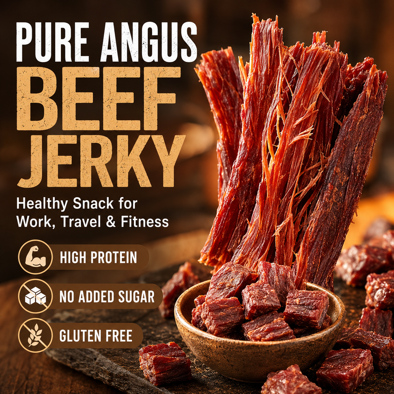Pure Angus Beef Jerky – Healthy Snack for Work, Travel & Fitness-LUN