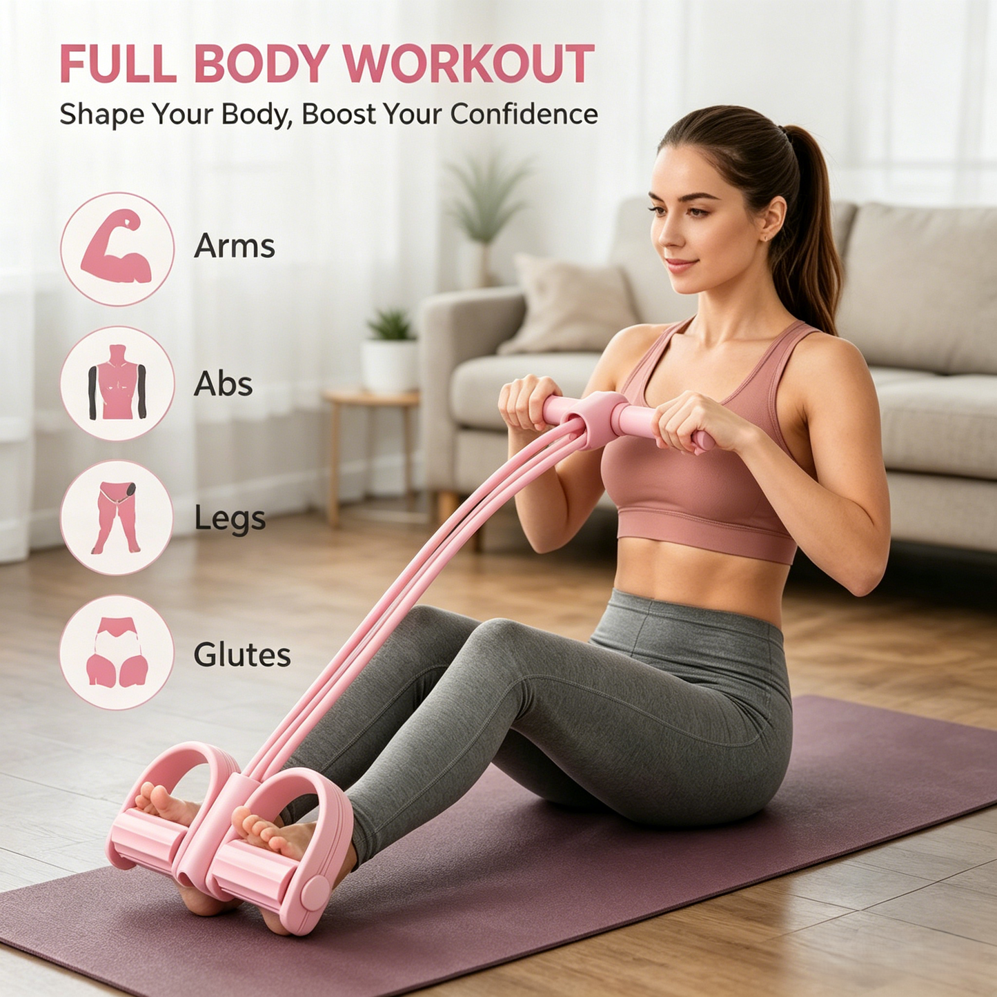 Multi-functional Pedal Resistance Band Trainer – Portable Foot Pedal Fitness Equipment Home Gym Full Body Workout Machine, Exercise Sit-ups, Yoga, Abdominal Training💪-HS