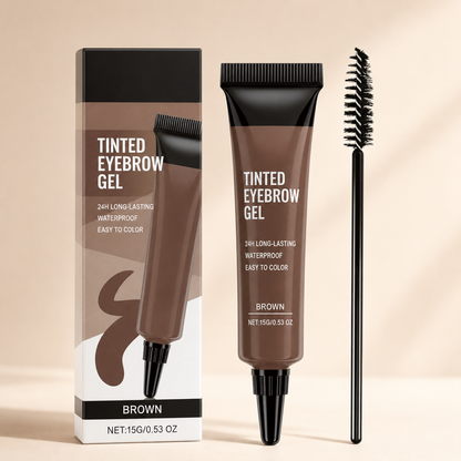 24H Waterproof Tinted Eyebrow Gel – Natural Brown Brow Tint with Spoolie Brush for Long-Lasting Definition