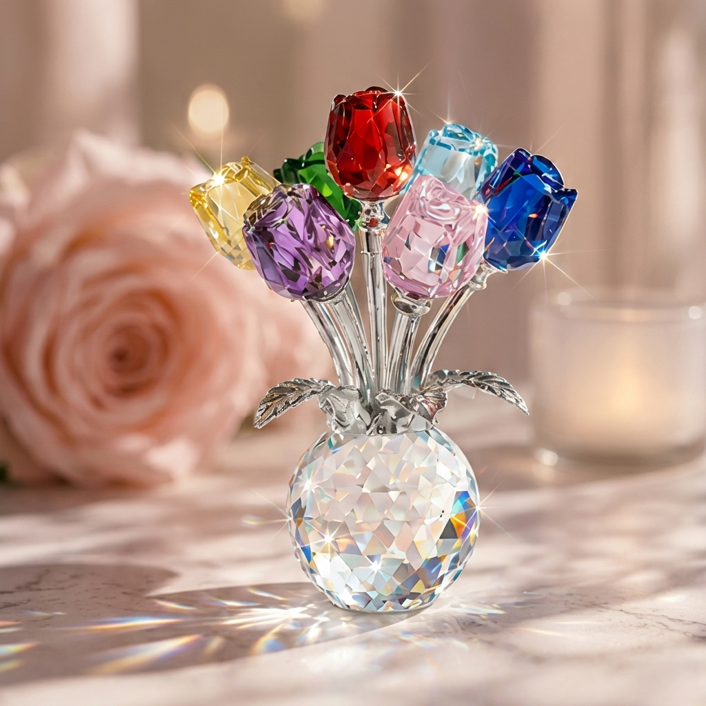 💖Crystal Rose Figurine – A Timeless Symbol of Love &amp; Appreciation-LUN