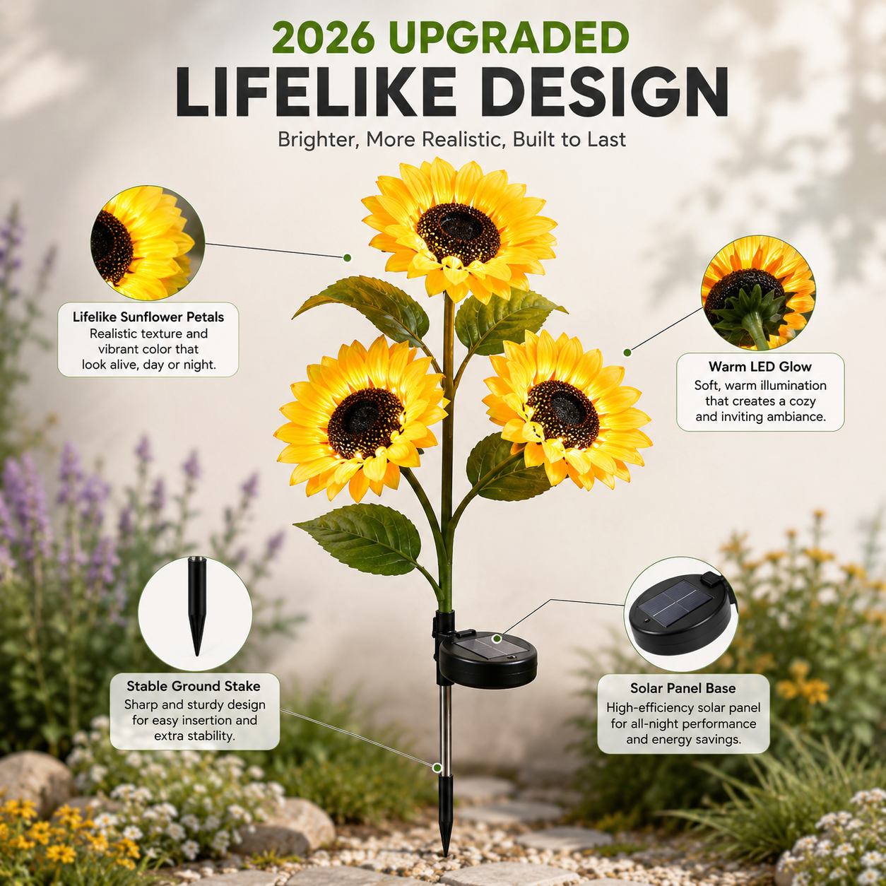 Solar Sunflower Garden Lights – Bring a Warm Nighttime Glow to Your Yard 🌻✨-LUN