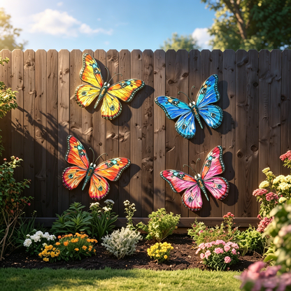 🦋Metal Butterfly Wall Decor🌈, 14 Inch Modern Outdoor Fence Art, Home Hanging Decoration for Bedroom, Balcony, Garden and Yard 🏡 -HS