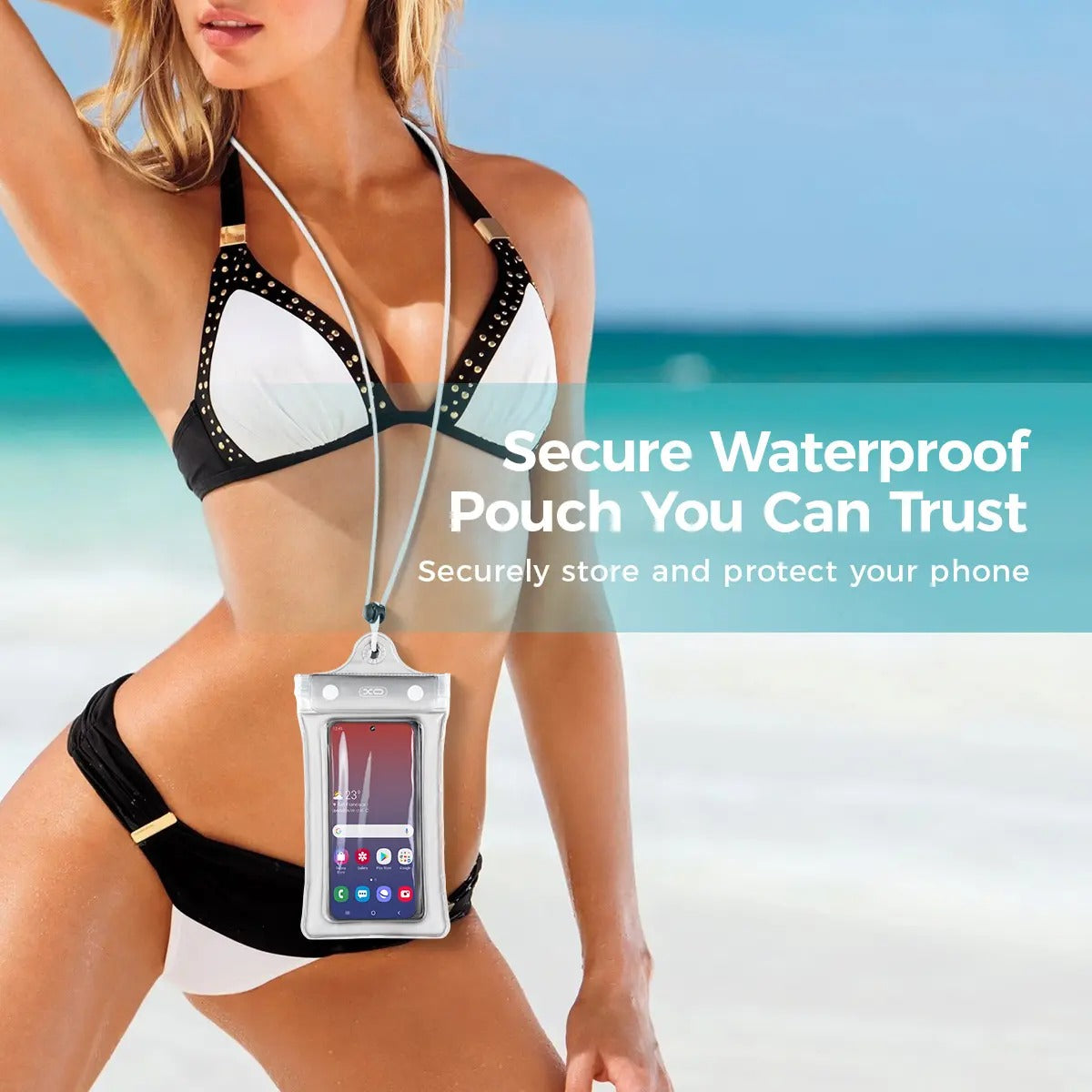 🌊2-Pack Clear Waterproof Phone Pouch with Lanyard, Fits iPhone & Galaxy Up to 7", Inflatable Edge for Enhanced Buoyancy – Must-Have Dry Case for Winter Swimming, Cruises, Diving, Kayaking, Hot Springs & SPA.-ZO