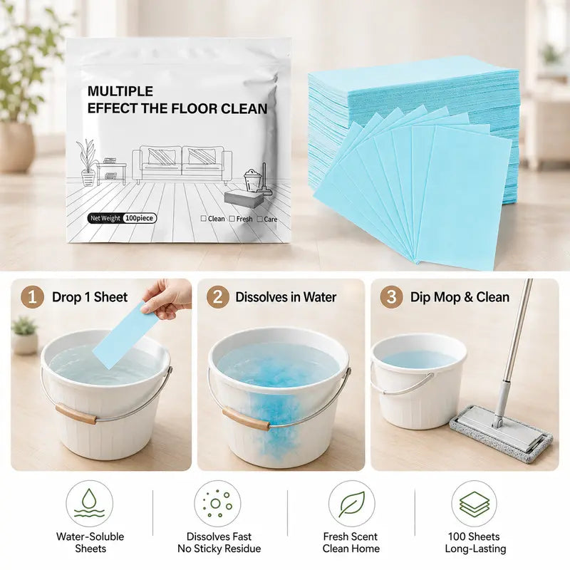 💦100 Piece Floor Cleaning Tablets Multi-SurfaceCleaner for Hardwood Laminate Tile & RV WallsAntibacterial Deodorization Maintenance-ZO