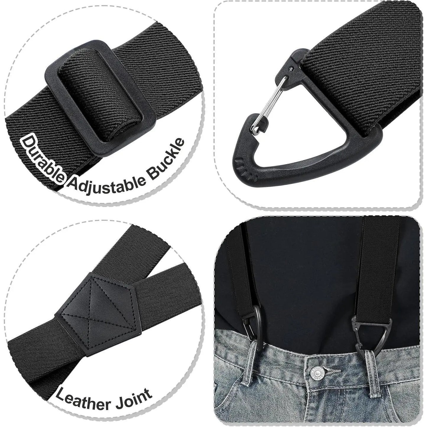 💪Hidden Suspenders for Men Under Clothing X Back Heavy Duty 1.5 Inch Elastic Straps with Belt Loop Hooks Airport Friendly-ZO