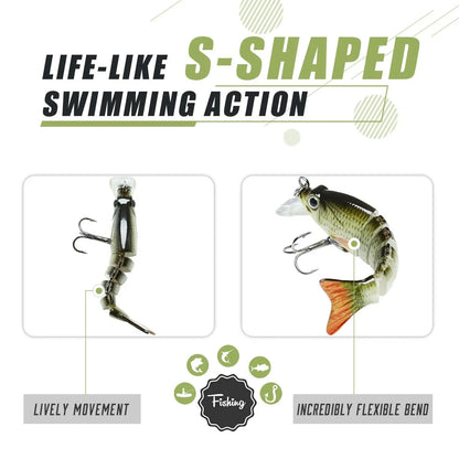 🔥2026 new biomimetic bait with BKK Hooks, 3D Realistic Eyes, ABS Material, 6 Segments, for Bass, Trout, Walleye, Ultra Sharp Treble Hooks, Lifelike Fishing Baits.-ZO