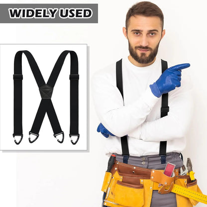 💪Hidden Suspenders for Men Under Clothing X Back Heavy Duty 1.5 Inch Elastic Straps with Belt Loop Hooks Airport Friendly-ZO