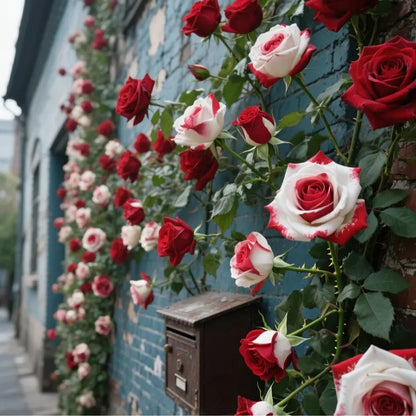 🌹 200/1000Pcs Rare Red White Twin Rose Seeds, Non-GMO heirloom, beautiful garden blooms, easy to grow and perfect for gardening gifts.-HS