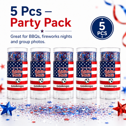 🎁🦅4th of July Glitter Stick✨🔔3-in-1 Patriotic Glow😍✨Red, White & Blue Glitter Body Stick-HS