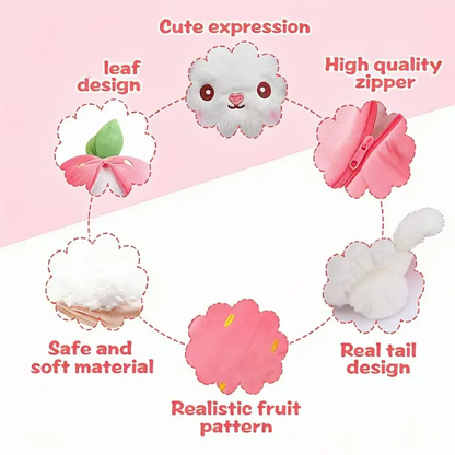 Bunny Stuffed Animal, Strawberry Reversible Cuddle Bunny Plush Doll with Zipper Cute Soft Rabbit Toys Pillow for Kids and Adults Easter Bunnies Plushies Gifts-HS