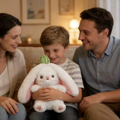 Bunny Stuffed Animal, Strawberry Reversible Cuddle Bunny Plush Doll with Zipper Cute Soft Rabbit Toys Pillow for Kids and Adults Easter Bunnies Plushies Gifts-HS