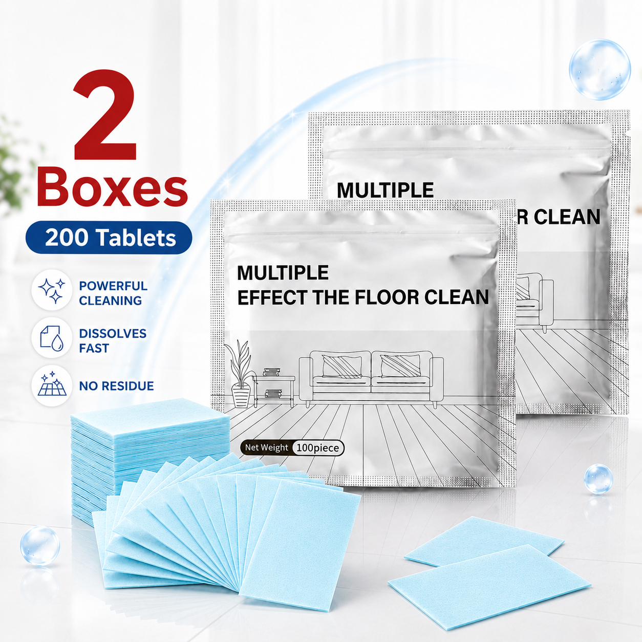 ✨ Fast-Dissolving Floor Cleaning Tablets – 100PCS Multi-Surface Home Cleaner-LUN